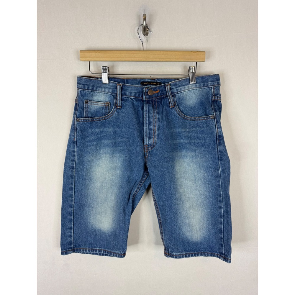 Nudie Jeans Co Mens Blue Denim Shorts fits 34 tagged 36 Medium Wash Jorts